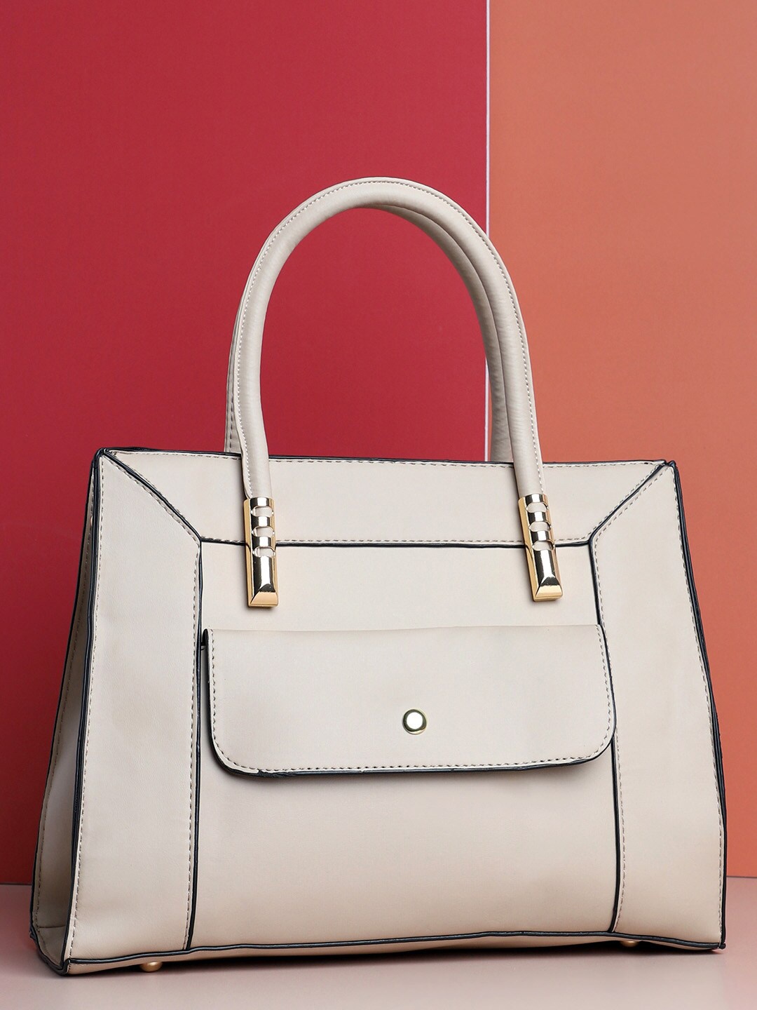 

HAUTE SAUCE by Campus Sutra PU Handheld Bag, Cream