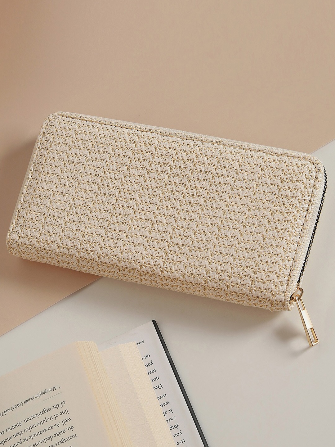 

HAUTE SAUCE by Campus Sutra Women Textured Vegan Leather Two Fold Wallet, White