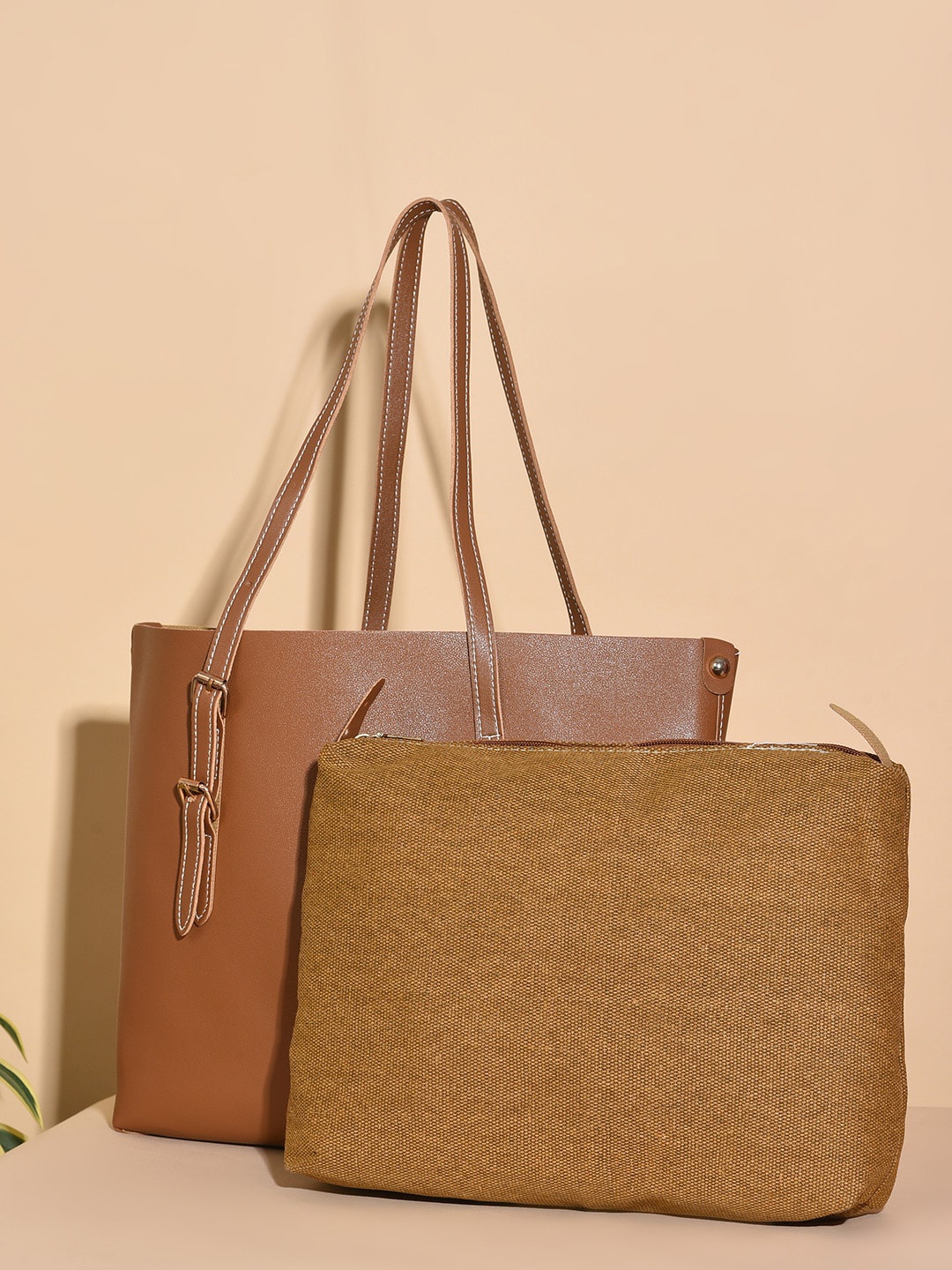 

HAUTE SAUCE by Campus Sutra PU Tote Bag, Brown