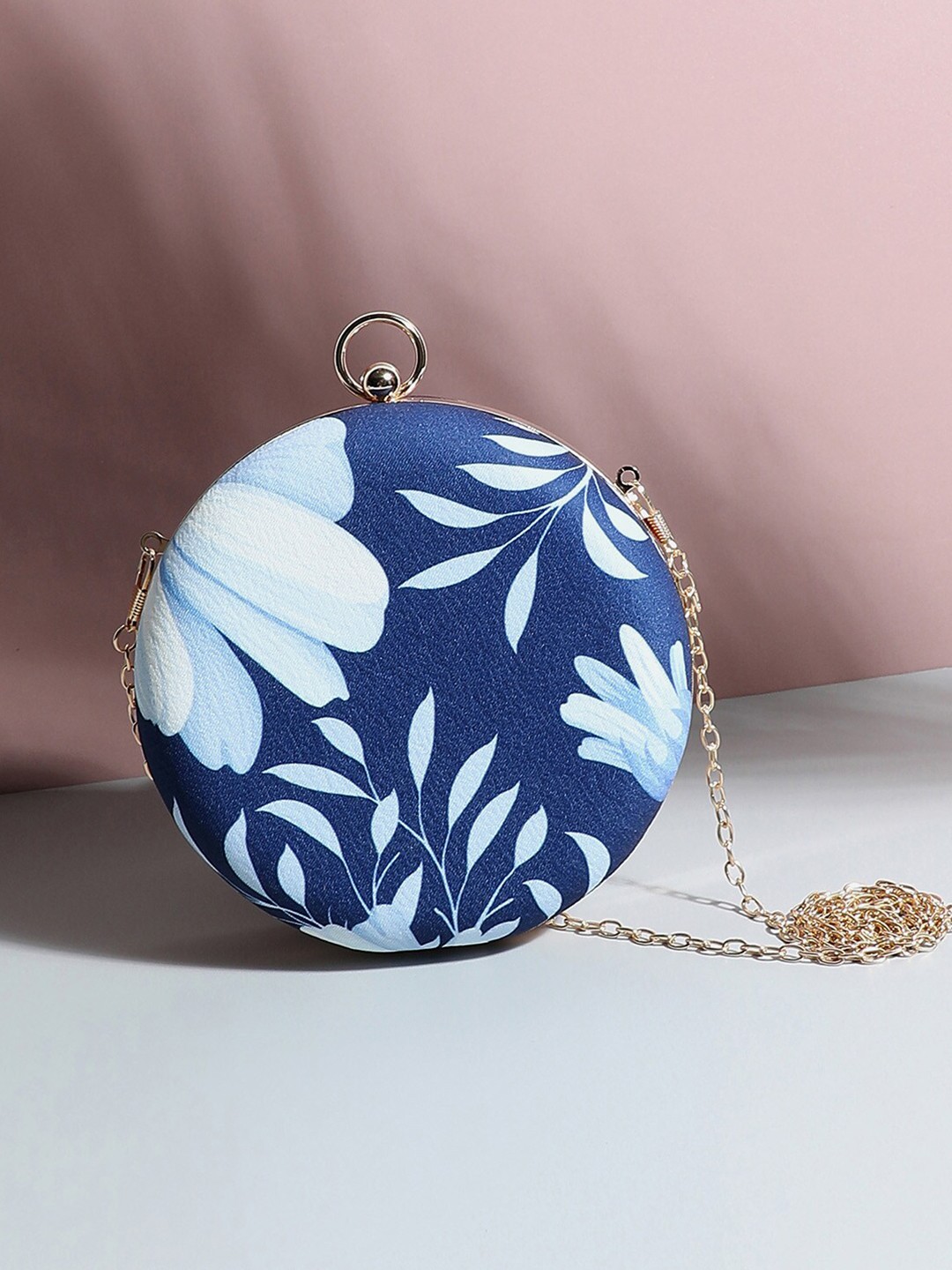 

HAUTE SAUCE by Campus Sutra Floral Printed Box Clutch, Blue