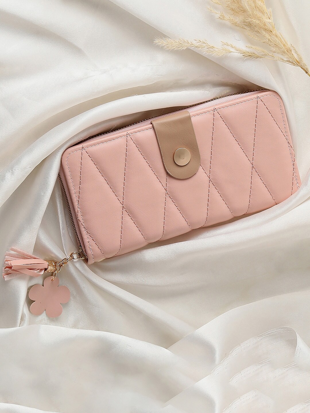 

HAUTE SAUCE by Campus Sutra Women Textured Vegan Leather Two Fold Wallet, Pink