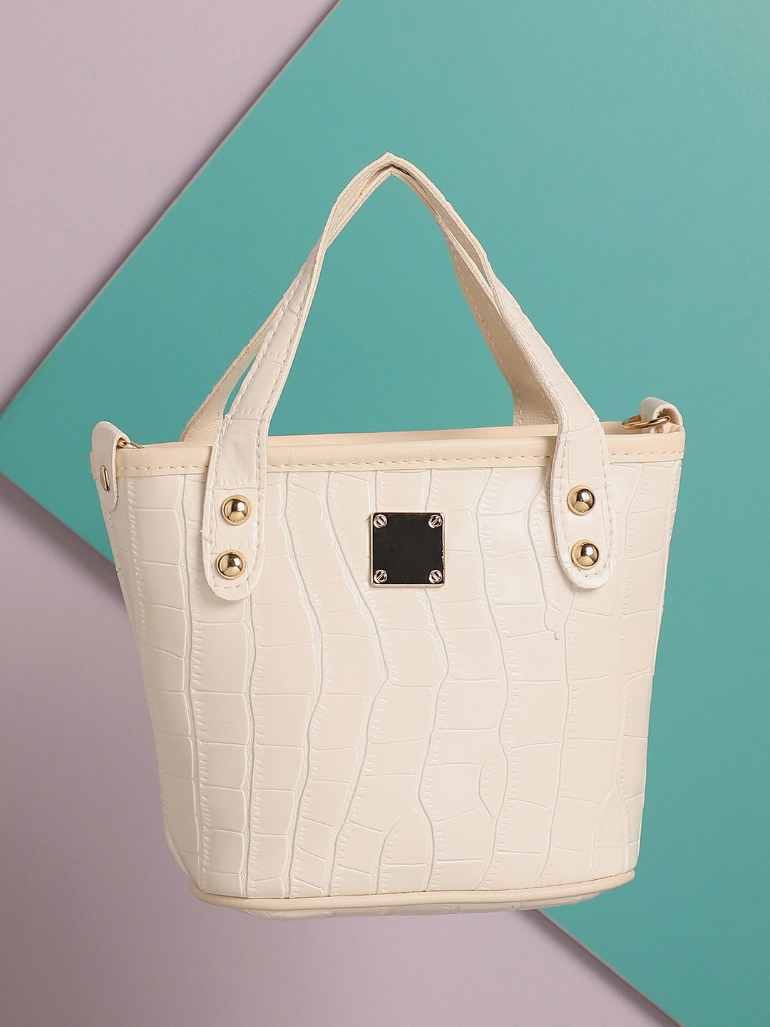 HAUTE SAUCE by Campus Sutra Women Textured PU Handheld Bag, White