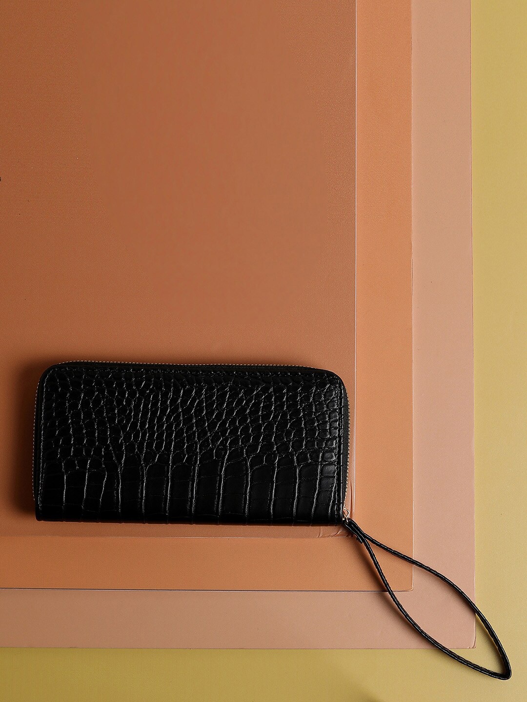

HAUTE SAUCE by Campus Sutra Women Textured Vegan Leather Two Fold Wallet, Black