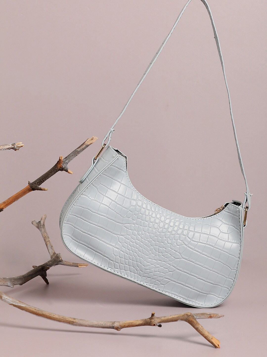 

HAUTE SAUCE by Campus Sutra Blue Textured PU Shoulder Bag