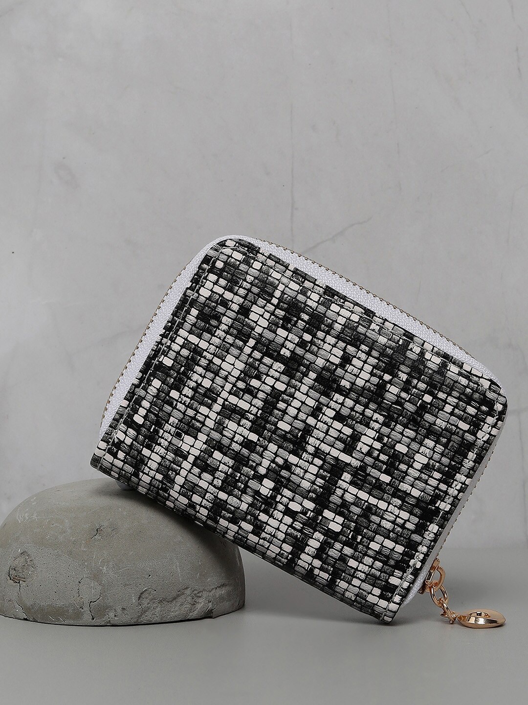 

HAUTE SAUCE by Campus Sutra Women Textured Vegan Leather Two Fold Wallet, Black