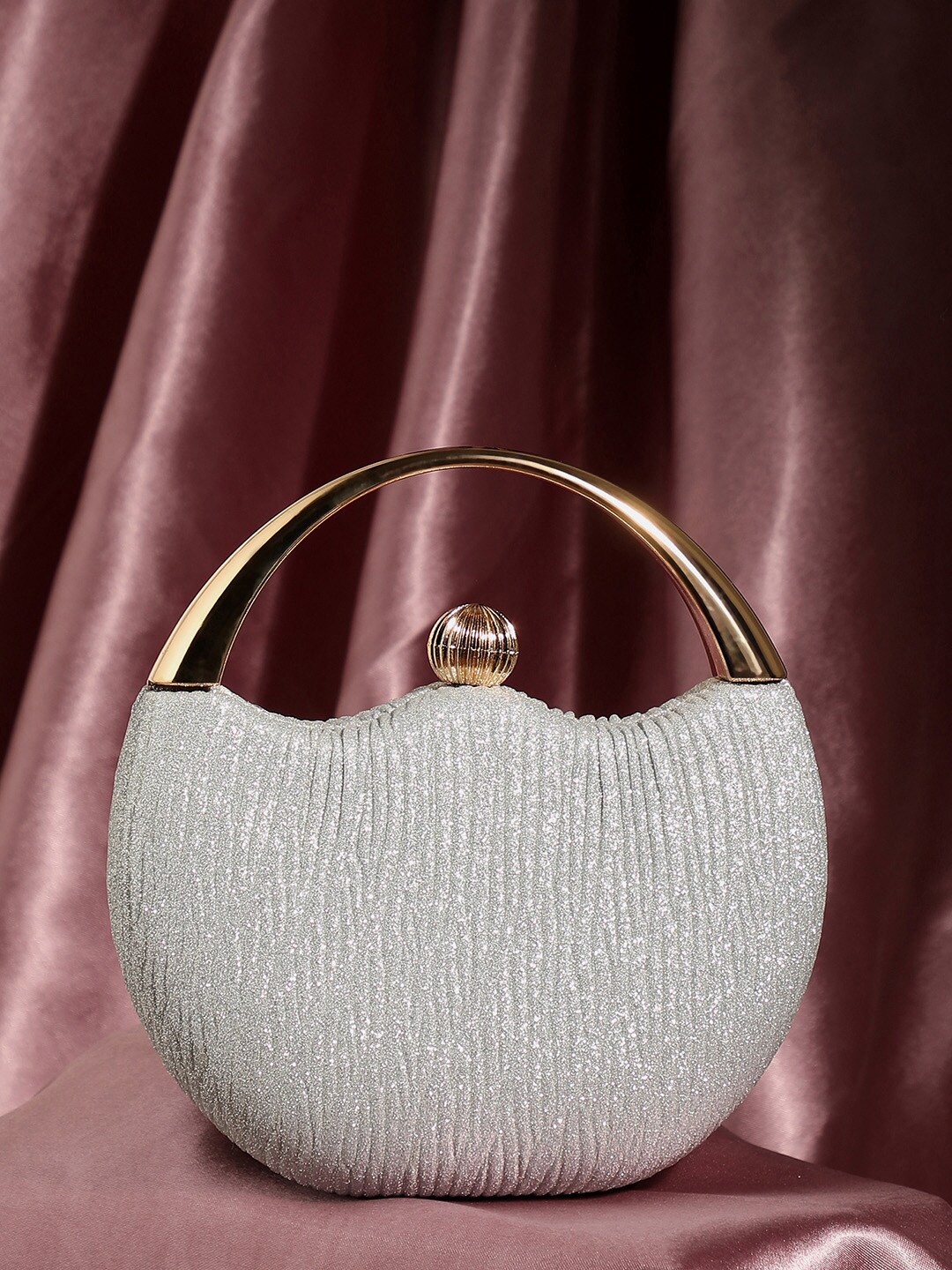 HAUTE SAUCE by Campus Sutra Textured Handheld Bag, Silver