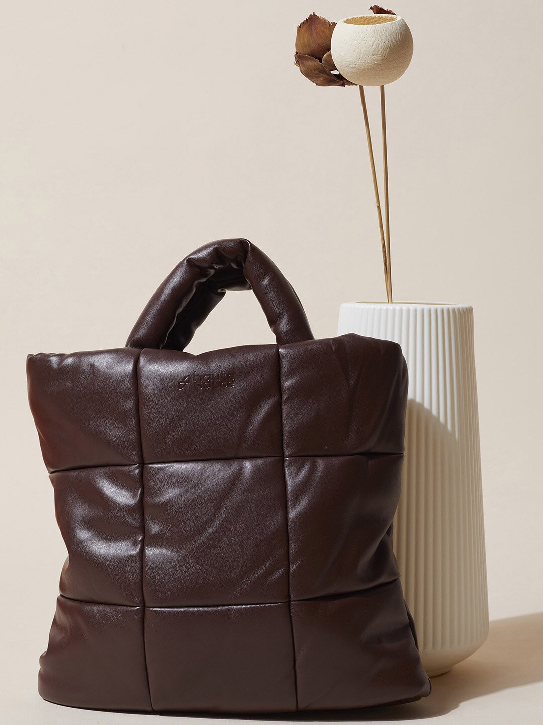 

HAUTE SAUCE by Campus Sutra PU Handheld Bag, Brown