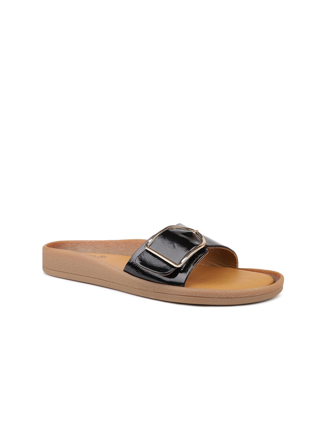 

Inc 5 Buckle Embellished Open Toe Flats, Black