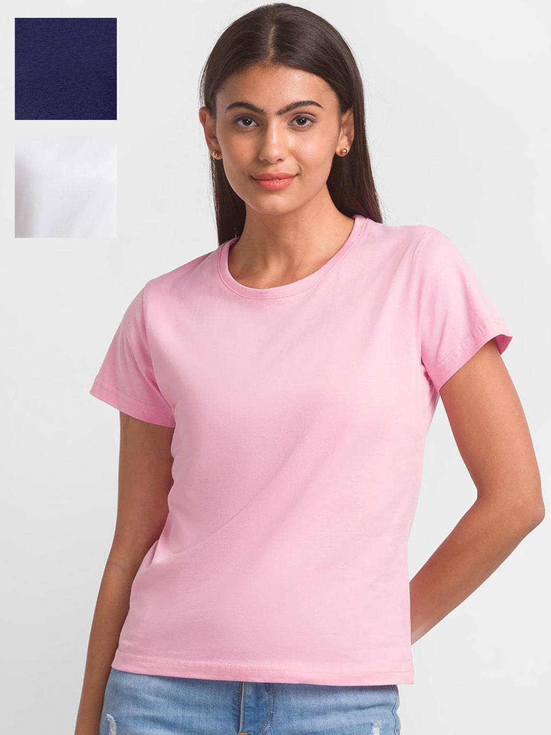 

FashionRack Pack Of 3 Round Neck Cotton T-shirts, White