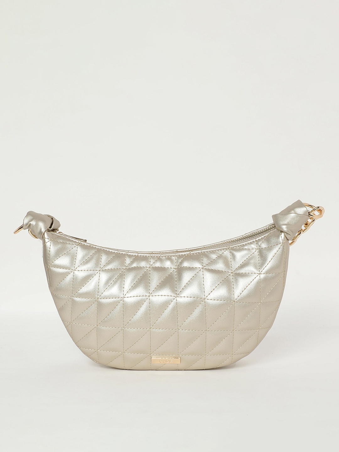 

CODE by Lifestyle Textured Quilted Half Moon Sling Bag, Silver