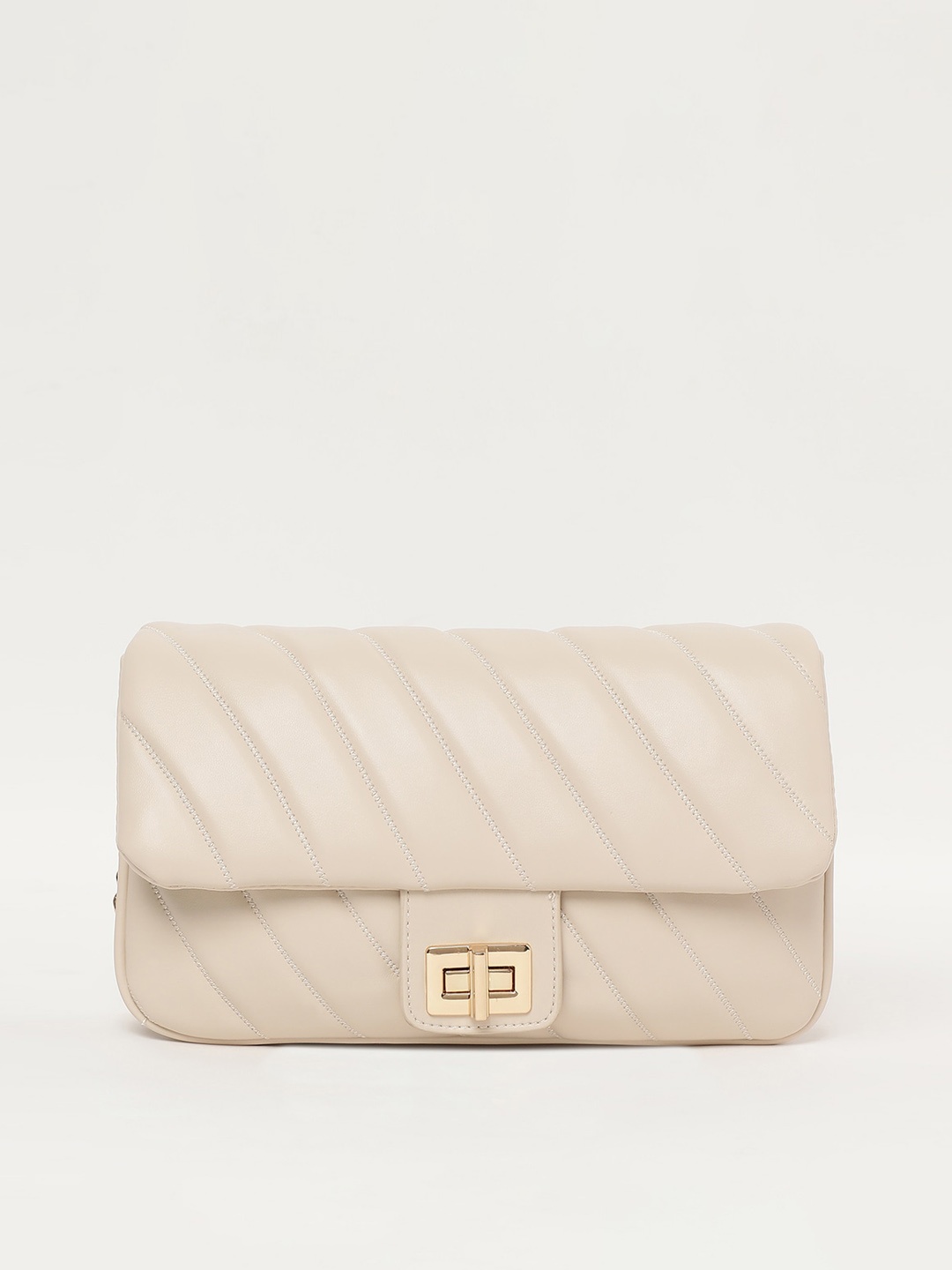 

CODE by Lifestyle Adjustable Strap Quilted Structured Sling Bag, Beige
