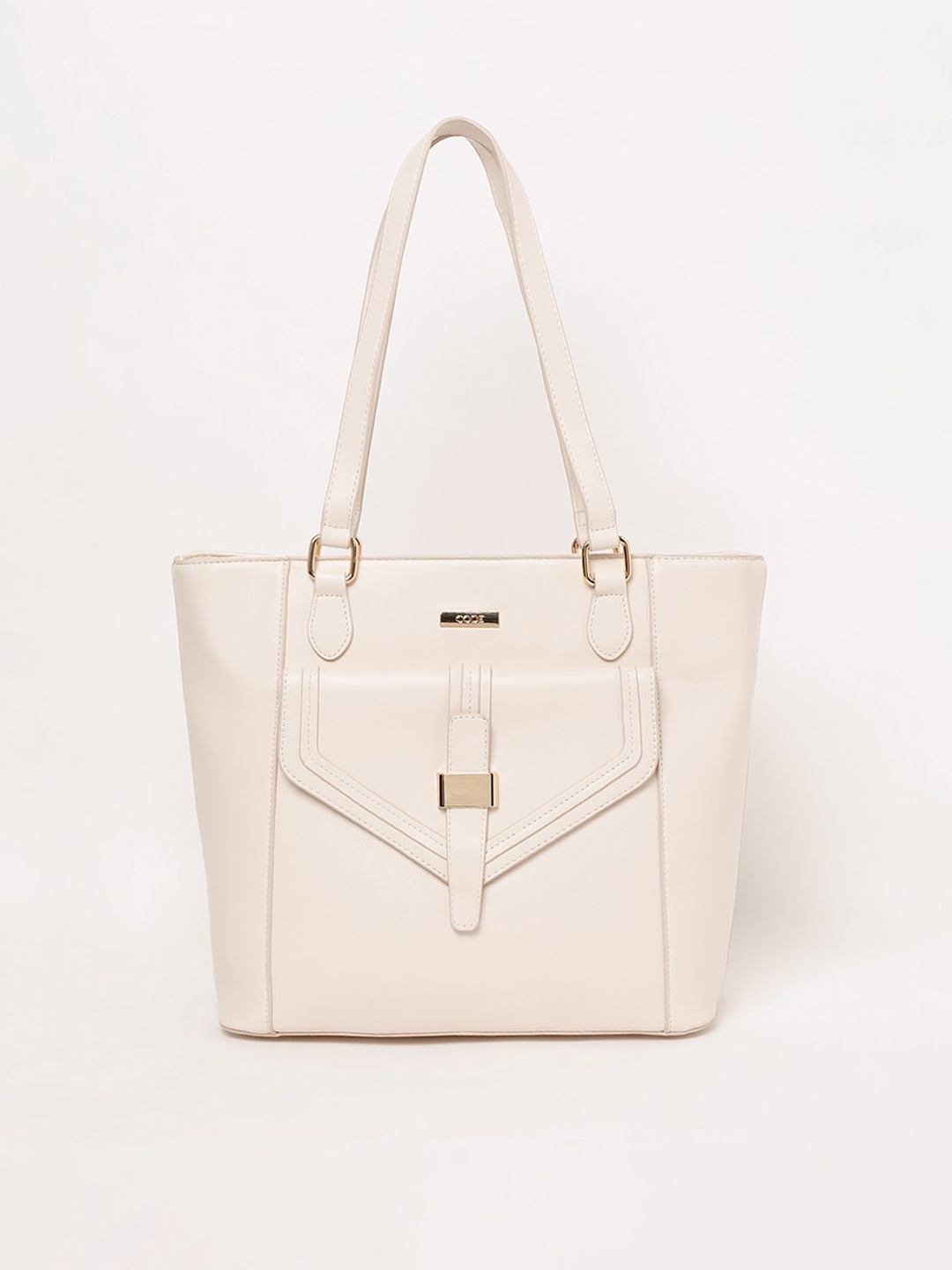

CODE by Lifestyle Structured Shoulder Bag with Buckle Detail, White