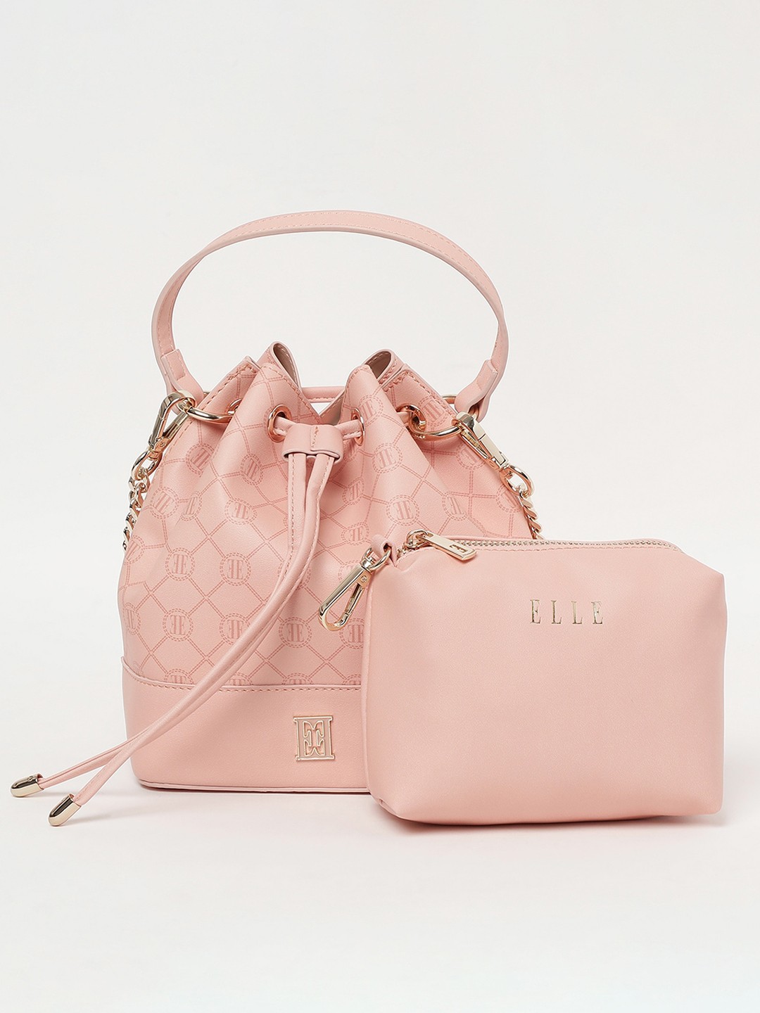 

ELLE Printed Handheld Bag, Pink