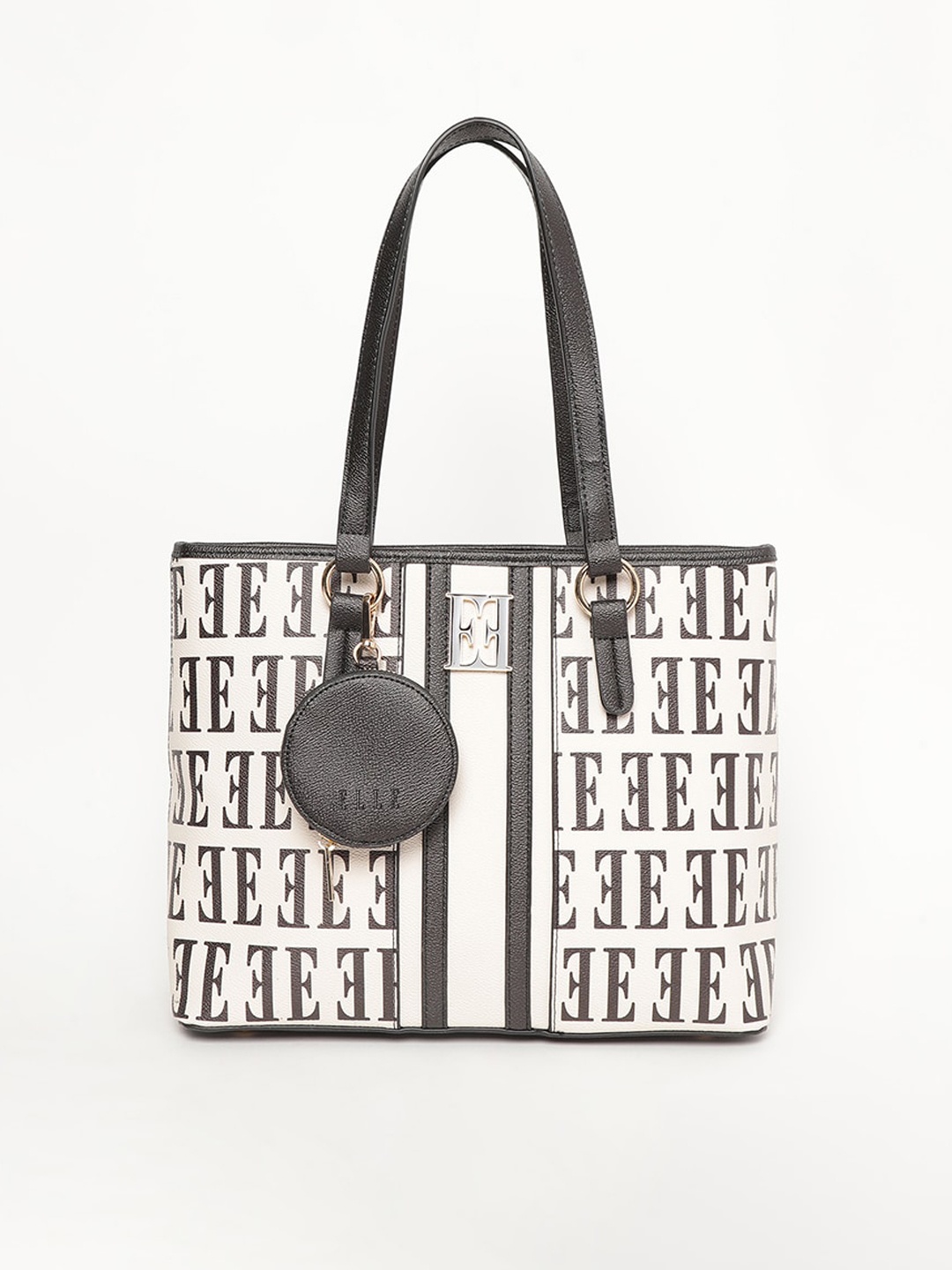 

ELLE Women Typography Printed Tote Bag, Charcoal