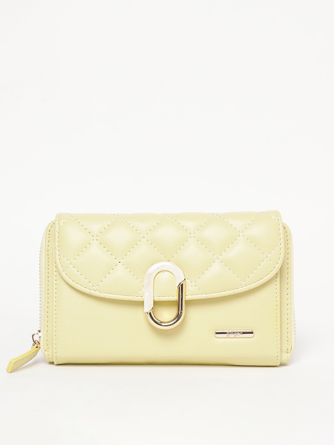 

Ginger by Lifestyle Textured Structured Sling Bag With Quilted, Yellow