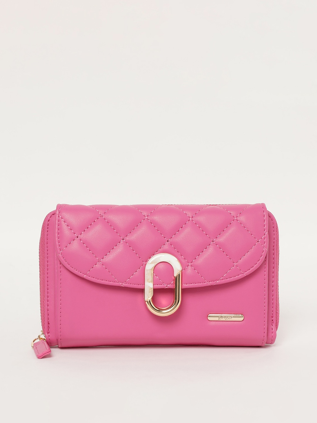 

Ginger by Lifestyle Textured Structured Sling Bag With Quilted, Fuchsia