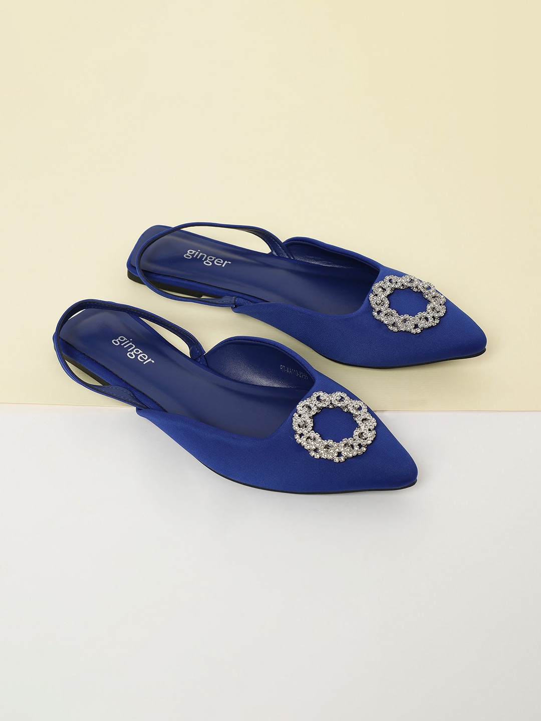 

Ginger by Lifestyle Women Pointed Toe Embellished Slip On Mules, Blue