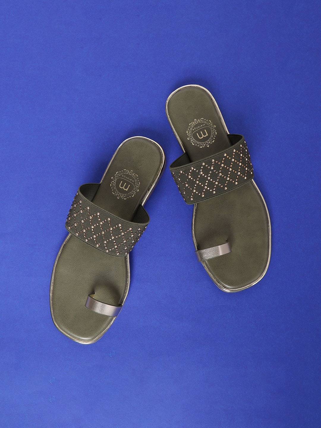

Melange by Lifestyle Embellished One Toe Flats, Olive