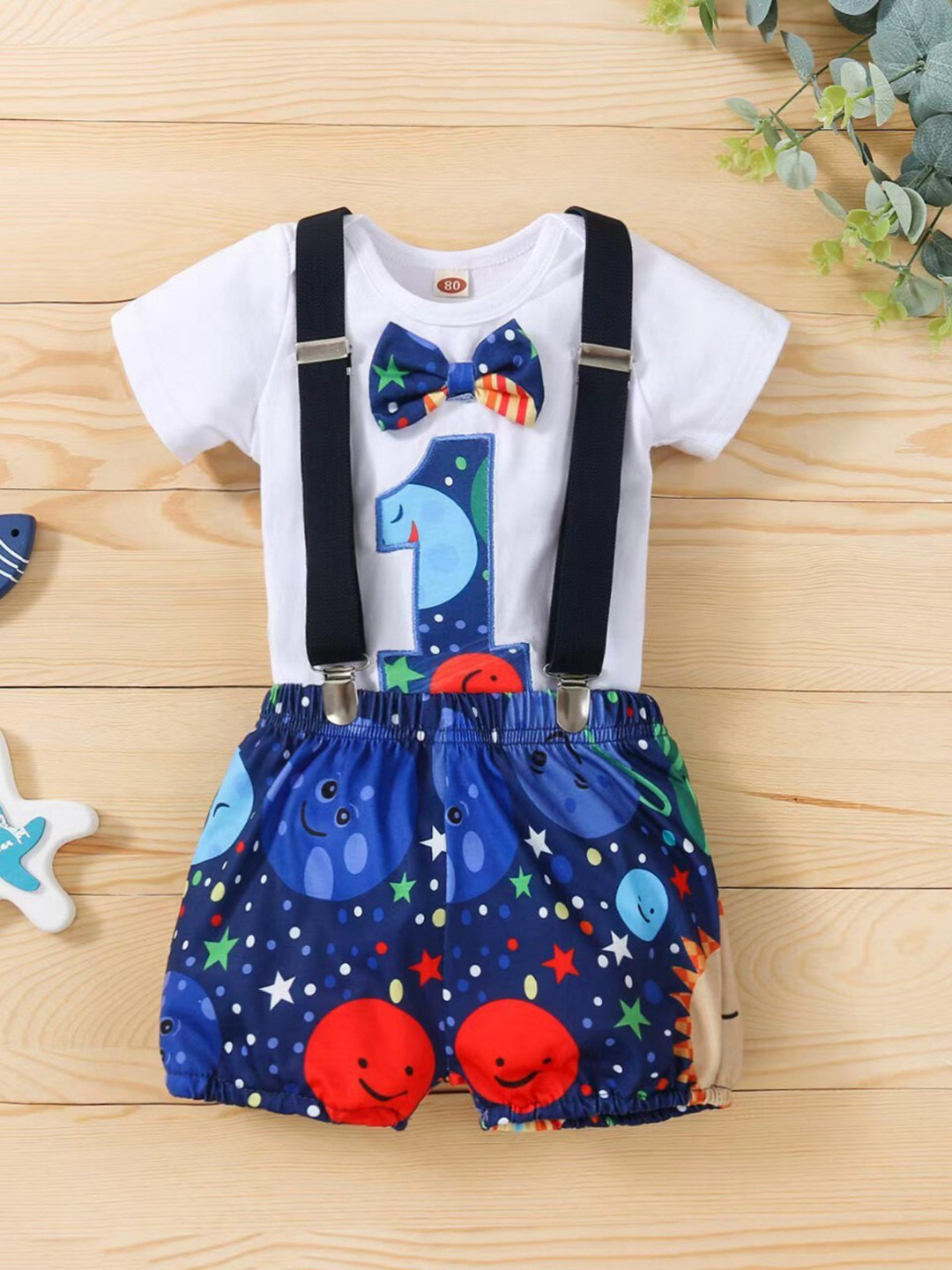 

Babymoon Infants Cotton Romper & Suspender Clothing Set, Blue