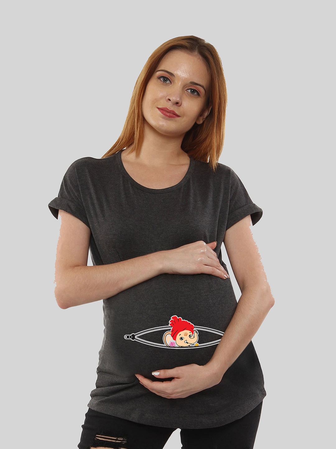 SillyBoom Women Charcoal T-shirt