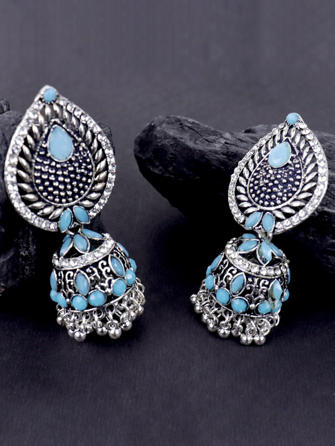 

Krelin Silver-Plated Classic Jhumkas Earrings, Blue