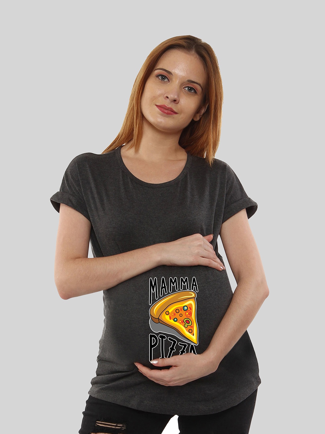 

SillyBoom Women Charcoal Printed T-shirt
