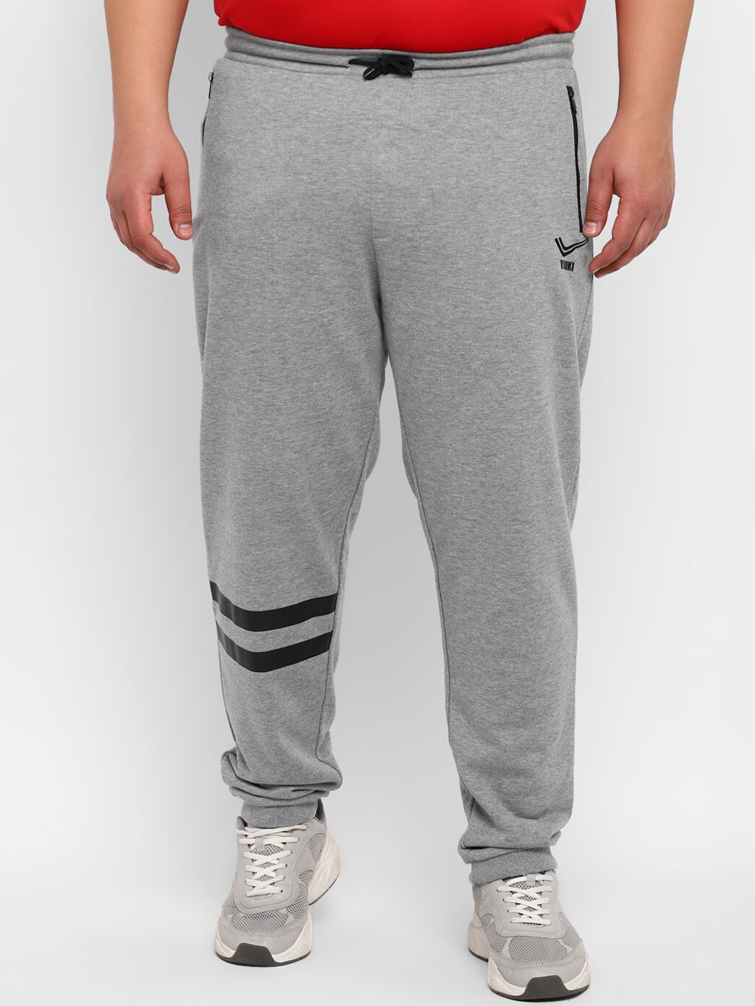

Yuuki Men Plus Size Regular-Fit Rapid Dry Cotton Joggers, Grey melange