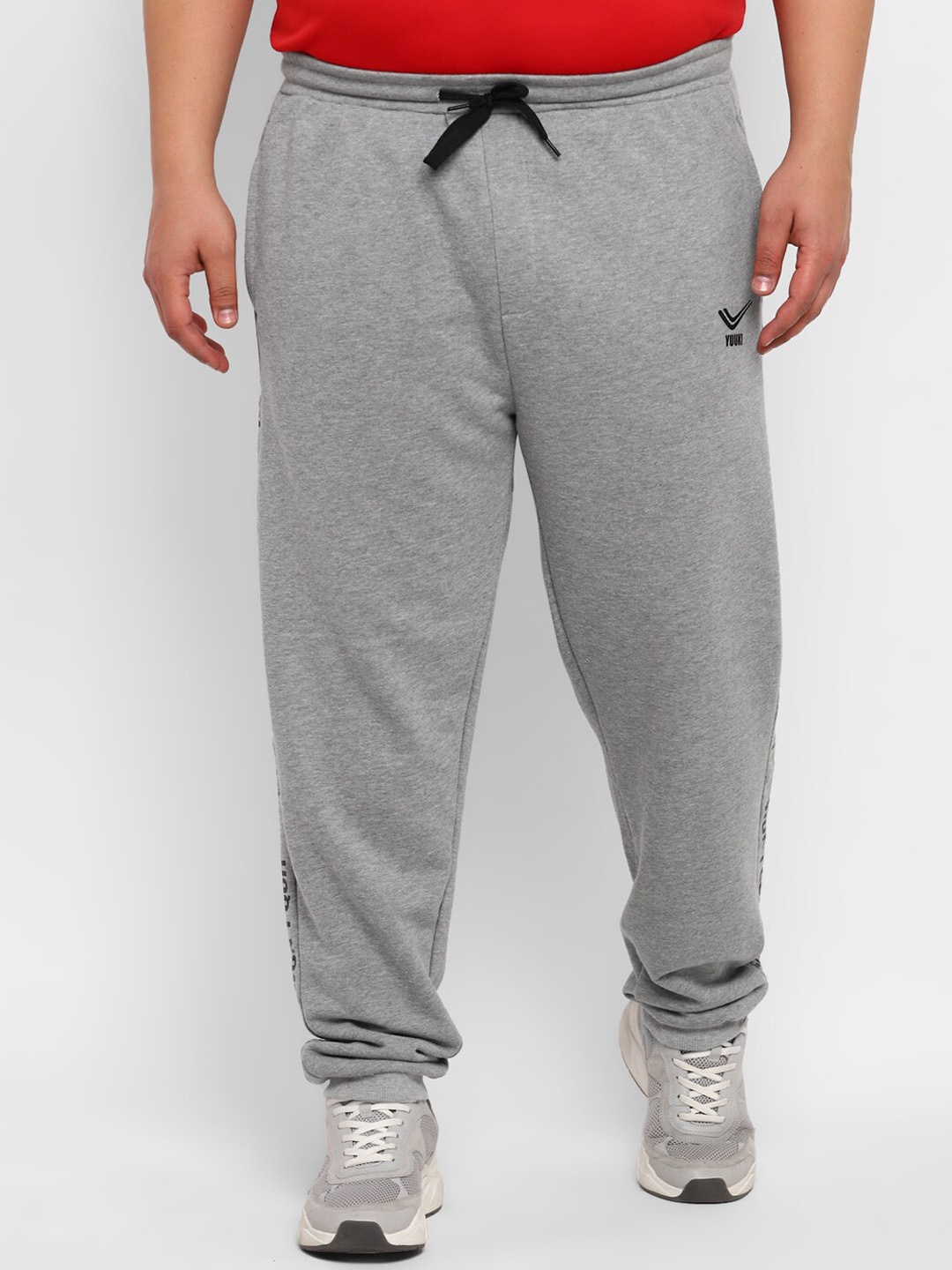 

Yuuki Men Plus Size Regular-Fit Rapid Dry Cotton Joggers, Grey melange