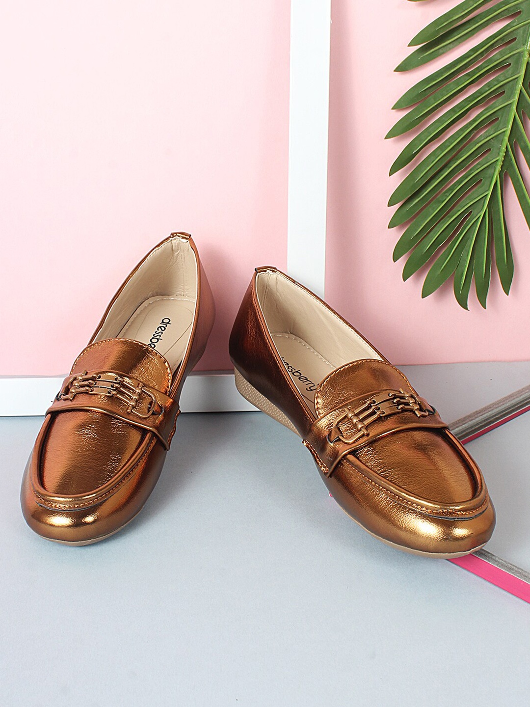 

DressBerry Women Embellished Air Max Horsebit Loafers, Bronze