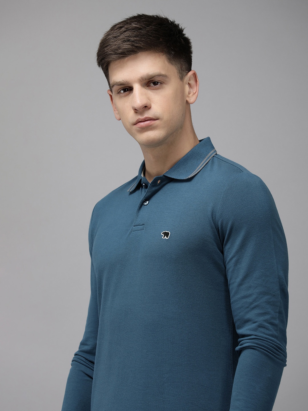 

THE BEAR HOUSE Polo Collar Slim Fit T-shirt, Teal