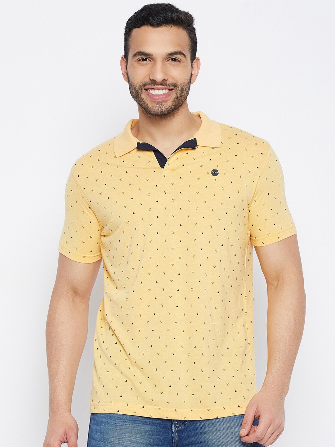 

Duke Printed Conversational Printed Polo Collar Cotton T-shirt, Yellow