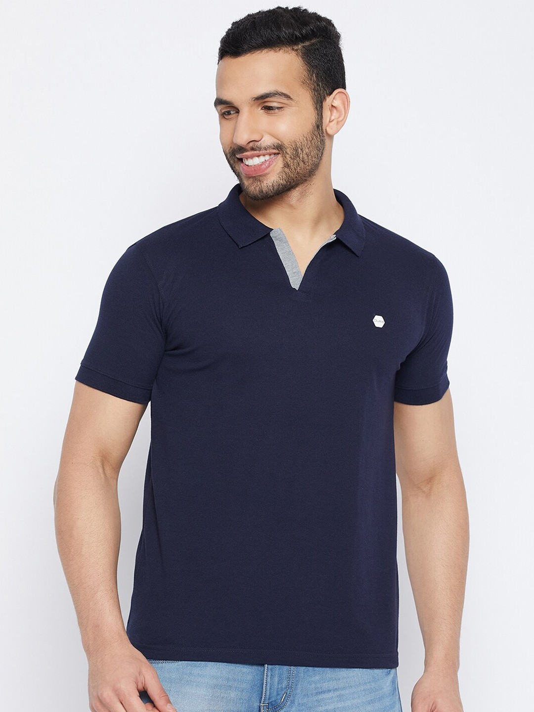

Duke Polo Collar Slim Fit Cotton T-Shirt, Navy blue