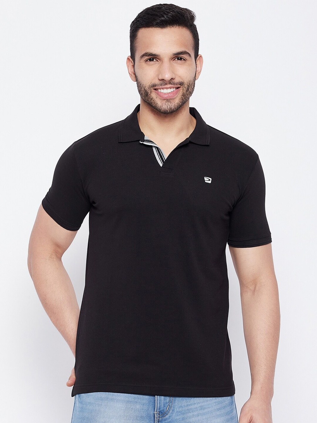

Duke Polo Collar Cotton Slim Fit T-shirt, Black