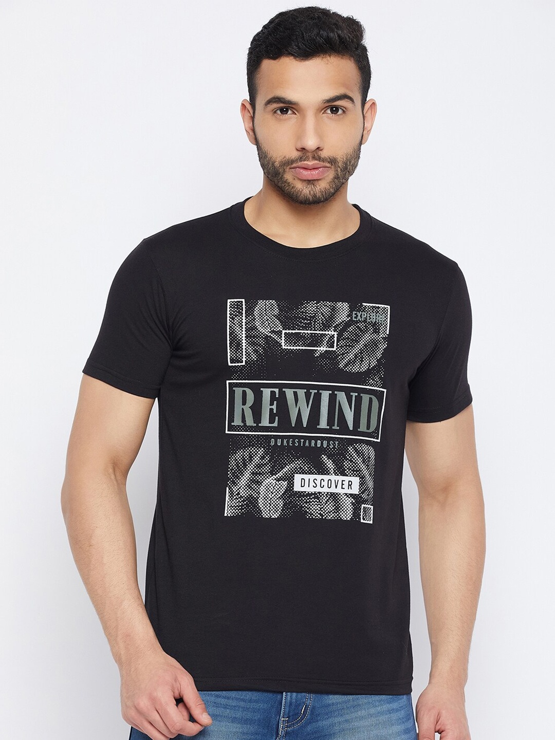 

Duke Graphic Printed Cotton Slim Fit T-shirt, Black