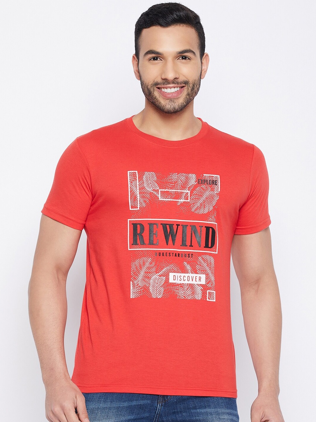 

Duke Graphic Printed Cotton Slim Fit T-shirt, Red