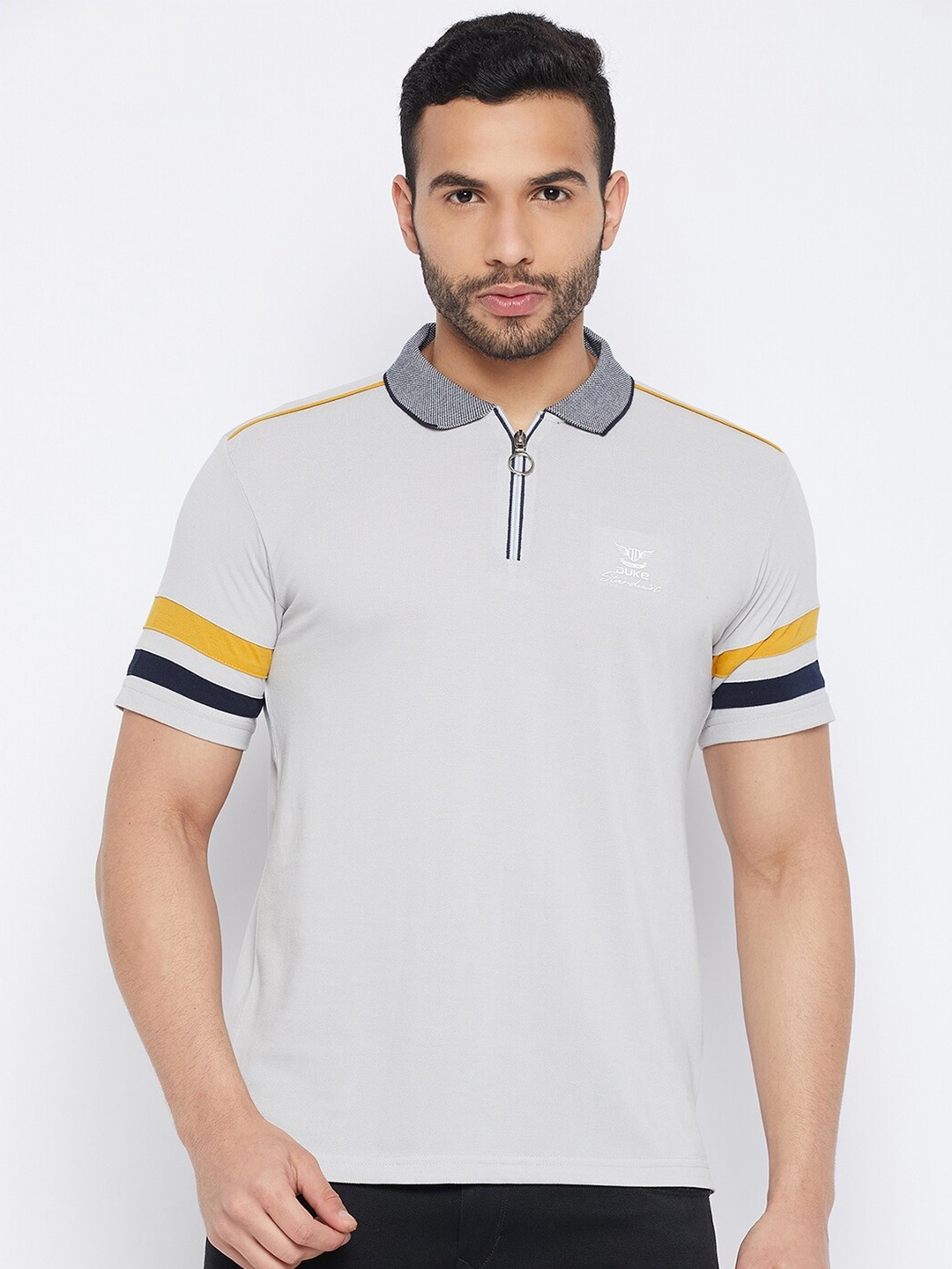 

Duke Polo Collar Slim Fit Cotton T-shirt, Grey