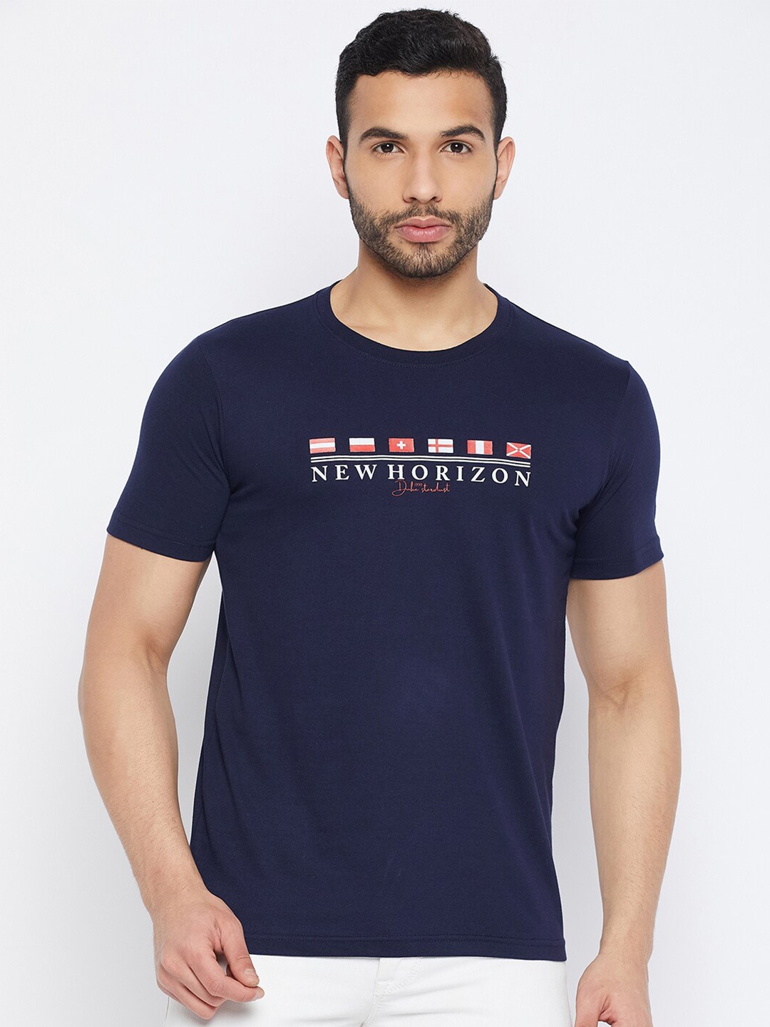 Duke Typography Printed Cotton Slim Fit T-shirt, Blue