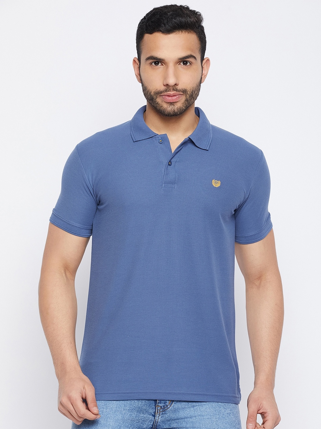 Duke Polo Collar Cotton Slim Fit T-shirt, Blue