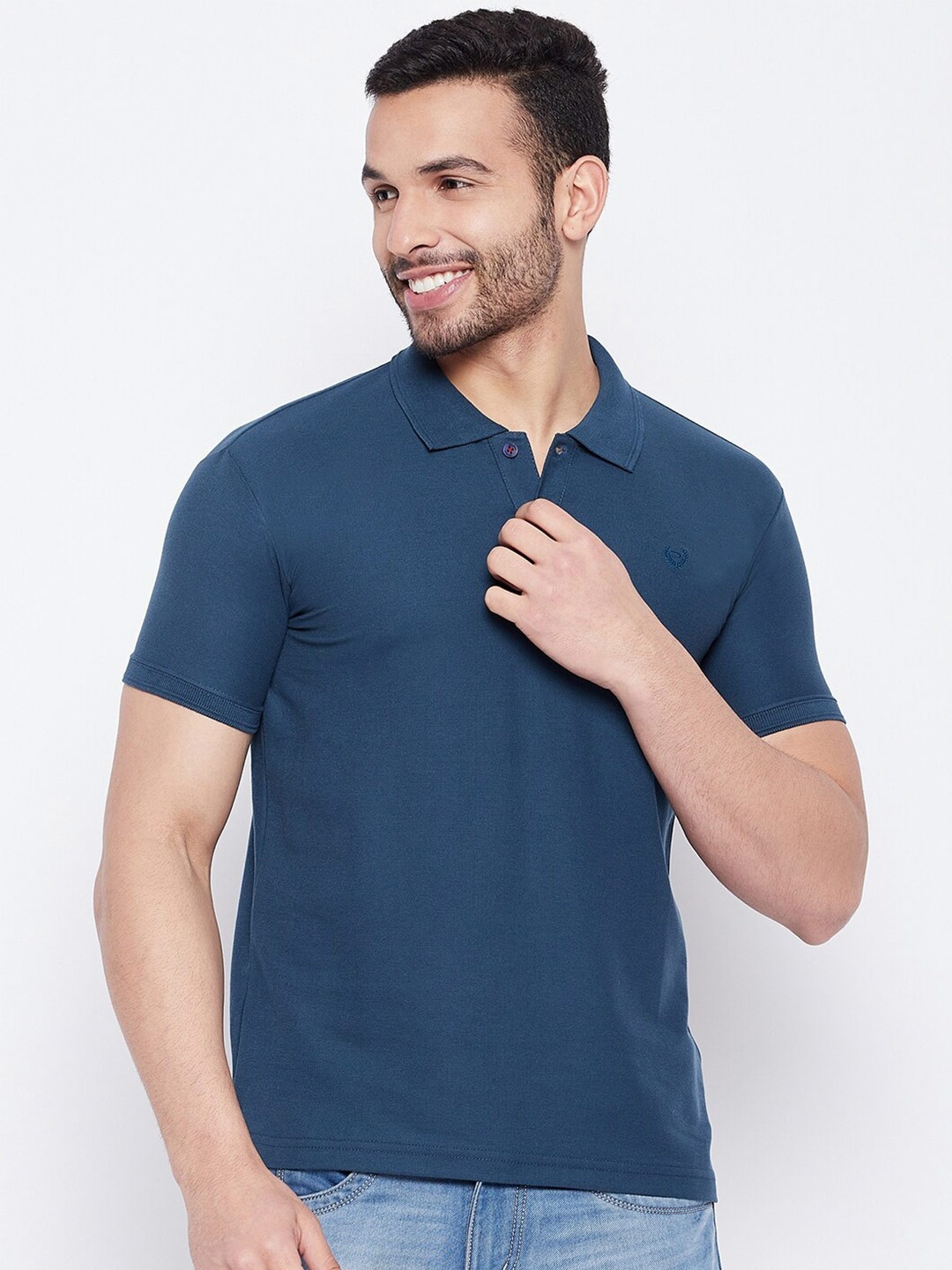 

Duke Blue Polo Collar Cotton Slim Fit T-shirt, Teal
