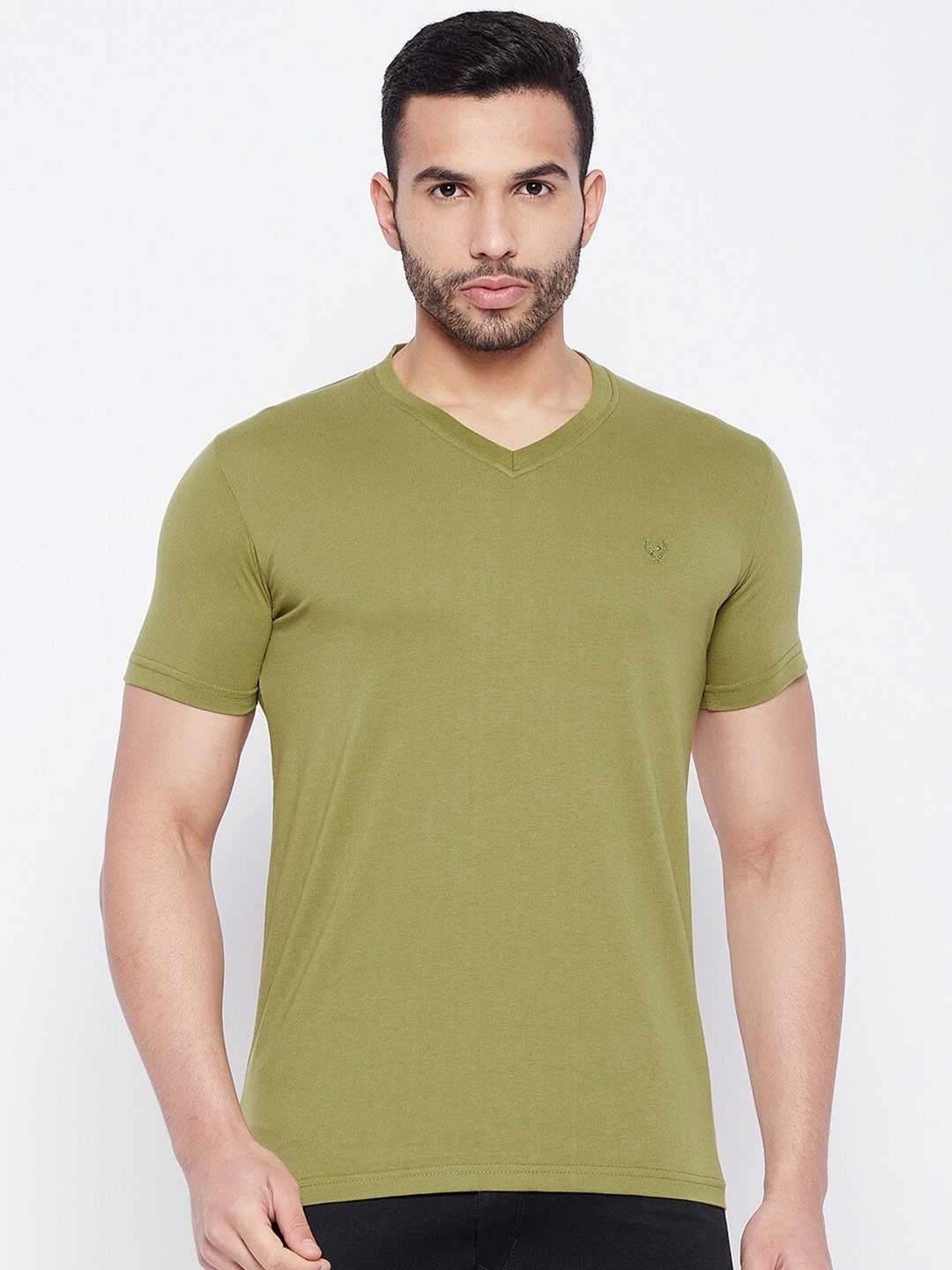 

Duke V-Neck Slim Fit Cotton T-shirt, Green
