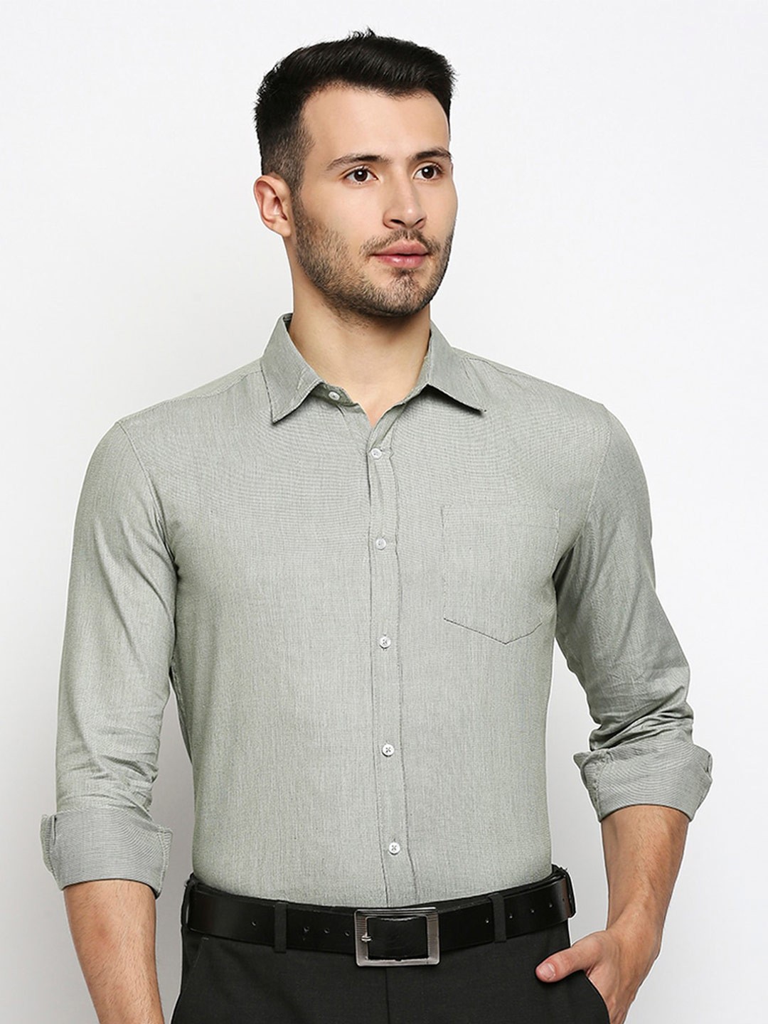 

MOD ECRU Slim Fit Pure Cotton Formal Shirt, Grey