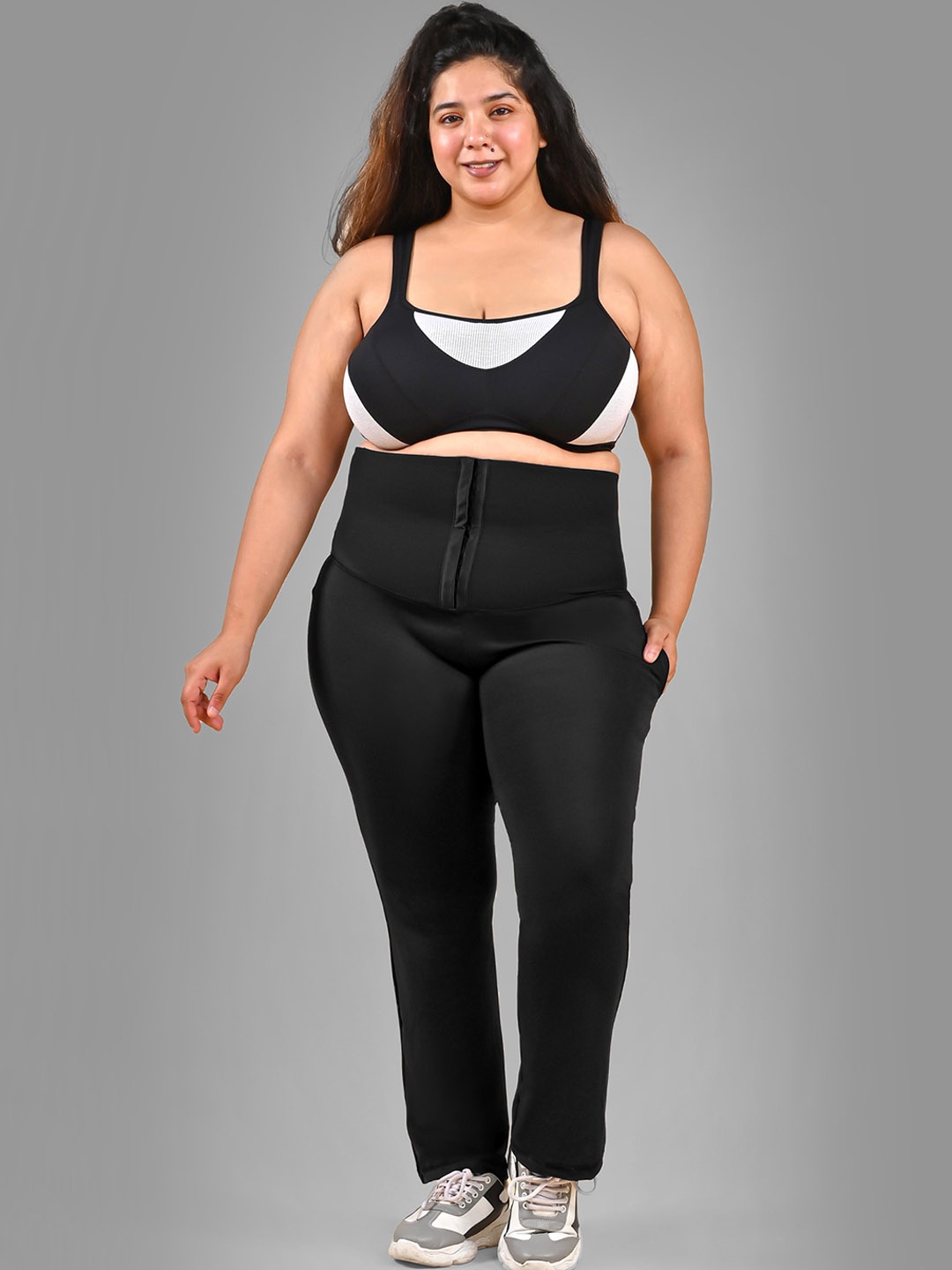 

Bellofox Plus Size High Waist Corset Yoga Tights, Black