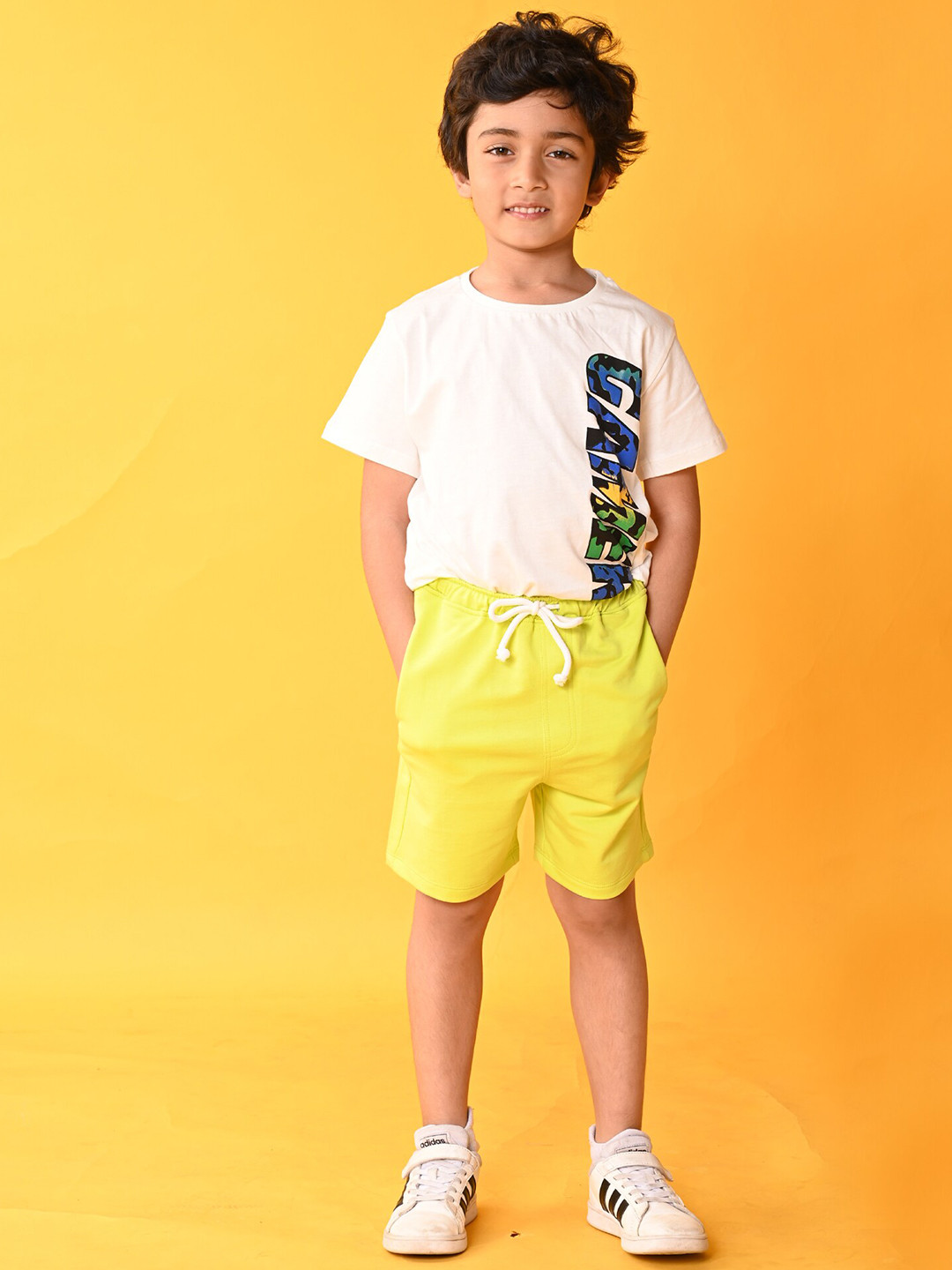 

Anthrilo Boys Typography Printed Pure Cotton T-shirt With Shorts, White