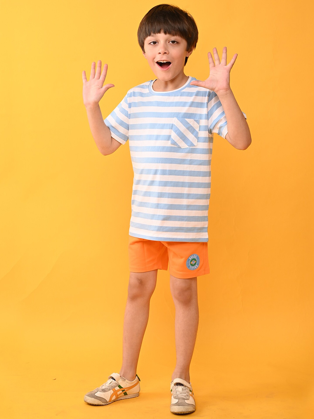 

Anthrilo Boys Printed Pure Cotton T-shirt with Shorts, Blue