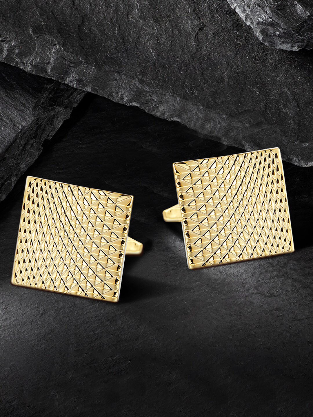 

Peora Gold-Plated Textured Square Shape Cufflinks Set