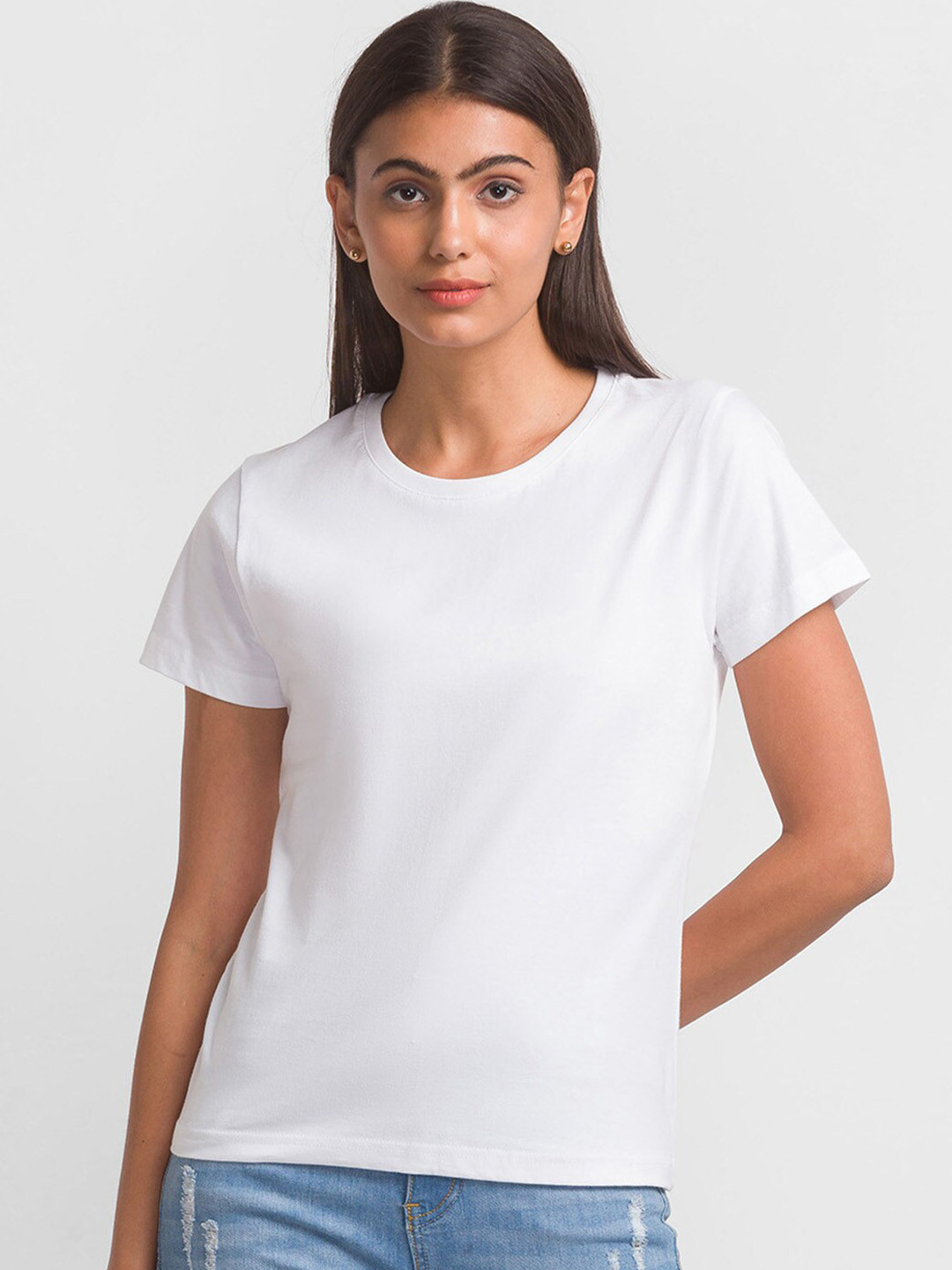 

NOIRA Round Neck Cotton T-shirt, White