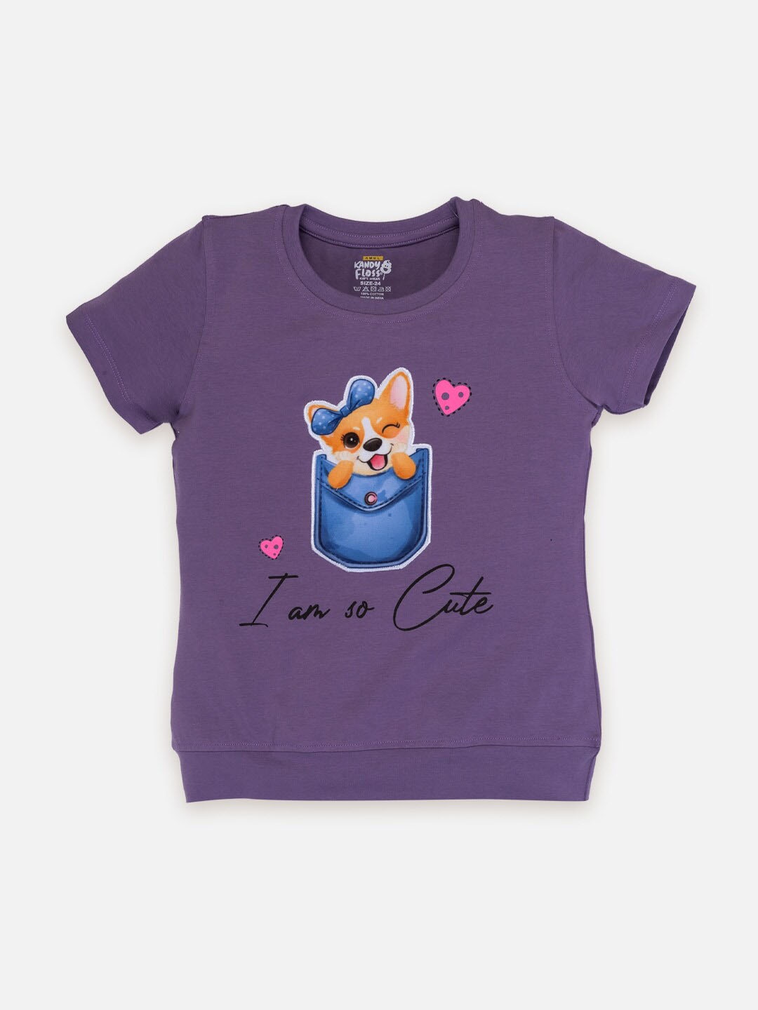 

AMUL Kandyfloss Girls Graphic Printed Pure Cotton T-shirt, Purple