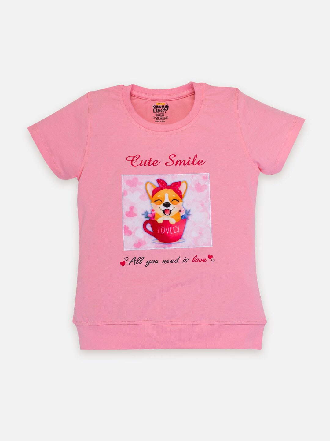 

AMUL Kandyfloss Girls Graphic Printed Pure Cotton T-shirt, Pink