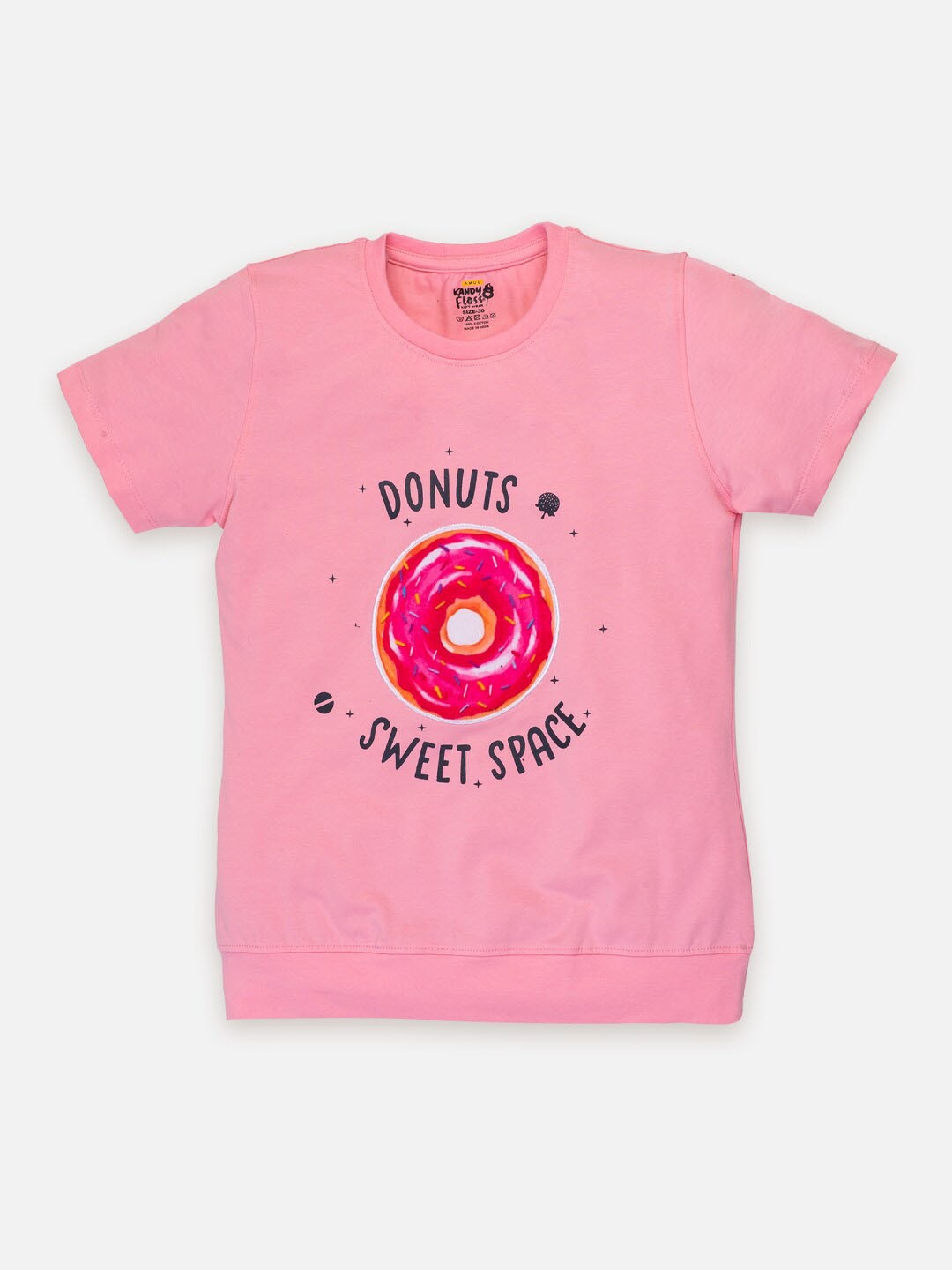 

AMUL Kandyfloss Girls Graphic Printed Pure Cotton T-shirt, Pink