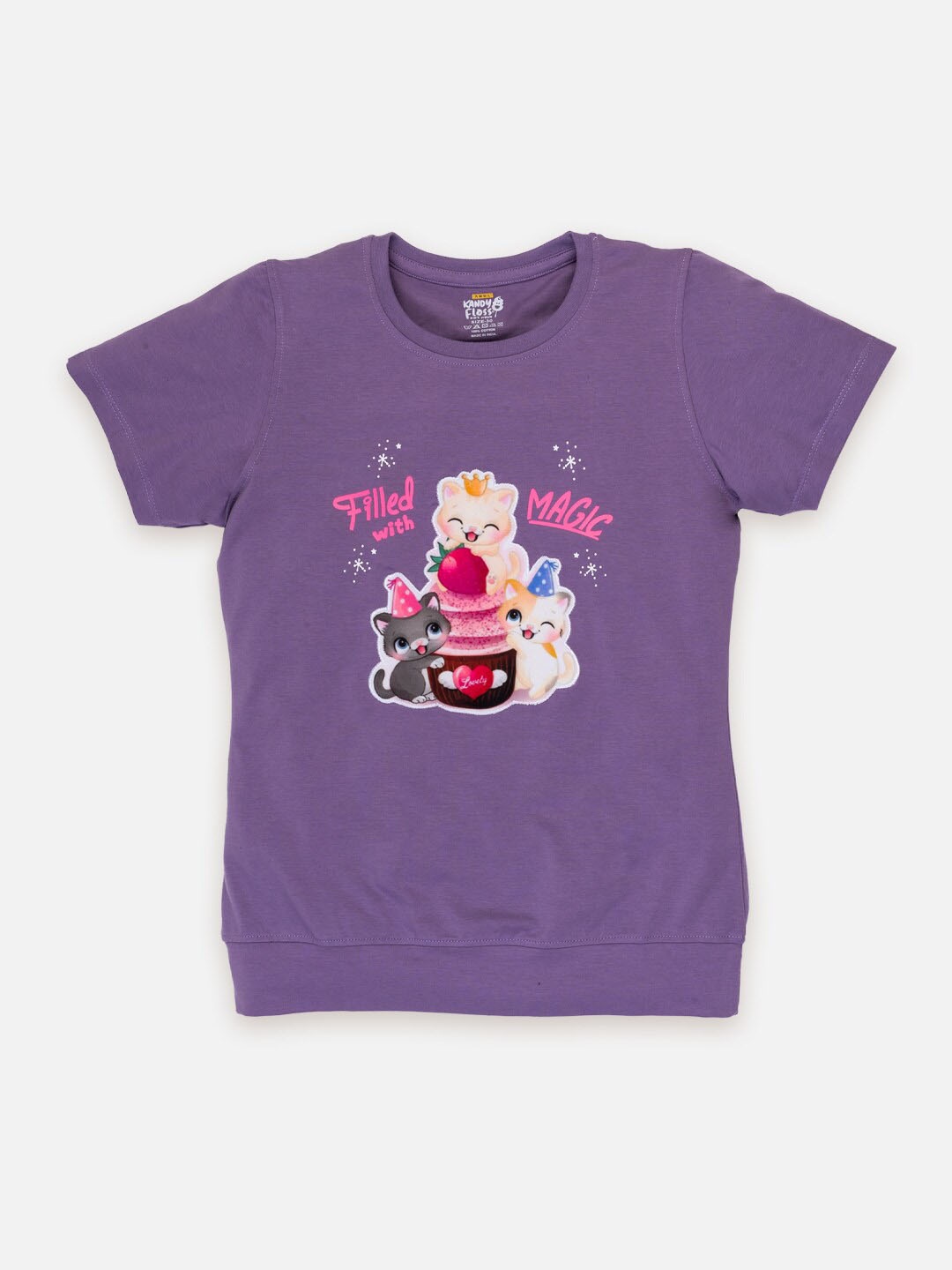 

AMUL Kandyfloss Girls Graphic Printed Pure Cotton T-shirt, Purple